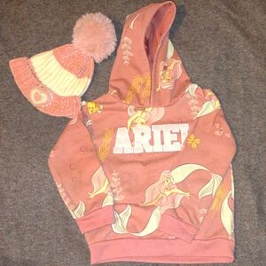 4t Ariel hoodie and beanie pom-pom top